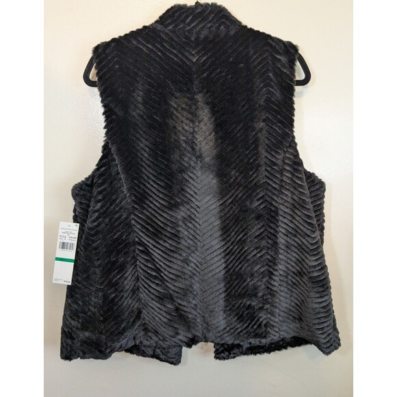 ALFRED DUNNER Vest Women’s Black Soft Faux Fur Lined Pockets Relaxed Fit Large - Picture 2 of 11